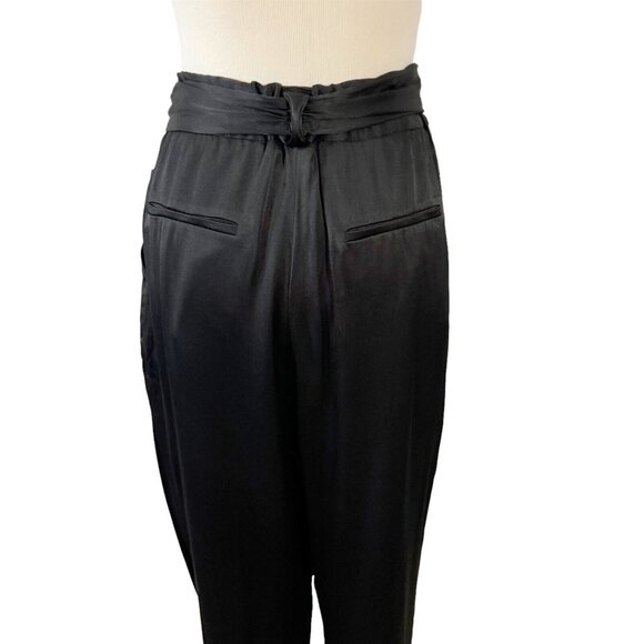 Anthropologie Ett:Twa Black Satin Dress Pants Size 10 Tie Waist Sash NWT - Picture 7 of 12
